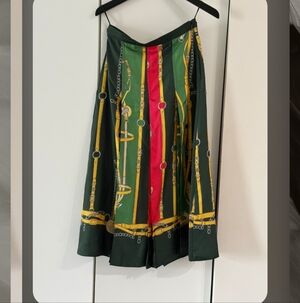 Elegant Green and Red Women's Skirt